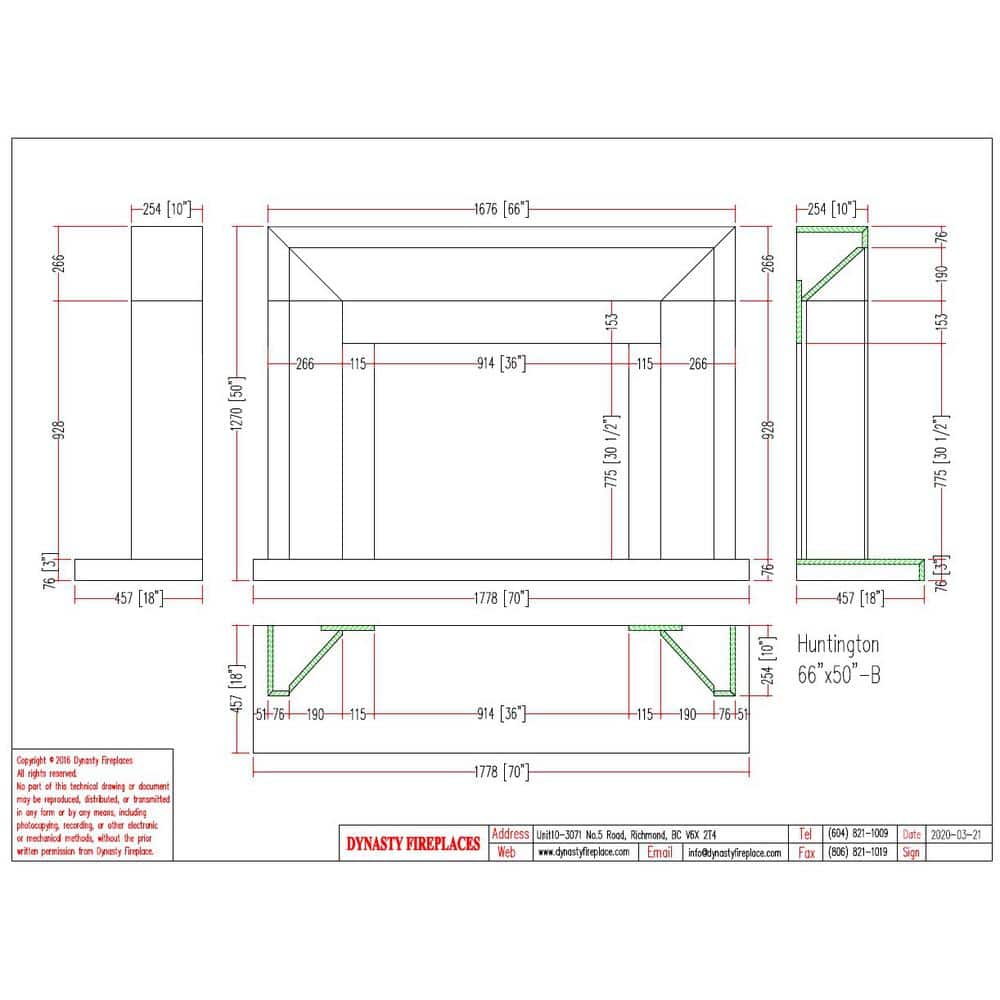 Dynasty Fireplaces Dynasty Huntington 66 in. x 50 in. Full Surround Mantel in Natural White Limestone with Honed Finishing. (2)