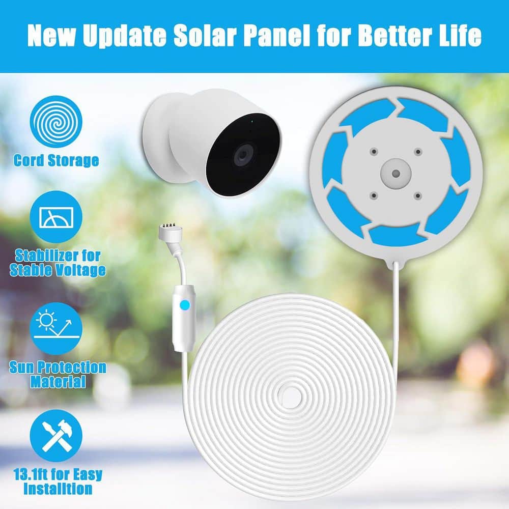 Lukyamzn 6-Watt Monocrystalline Solar Panel Charger with Indicator Light 13 ft. Cable IP66 Weatherproof Compatible with Nest Cam (3)