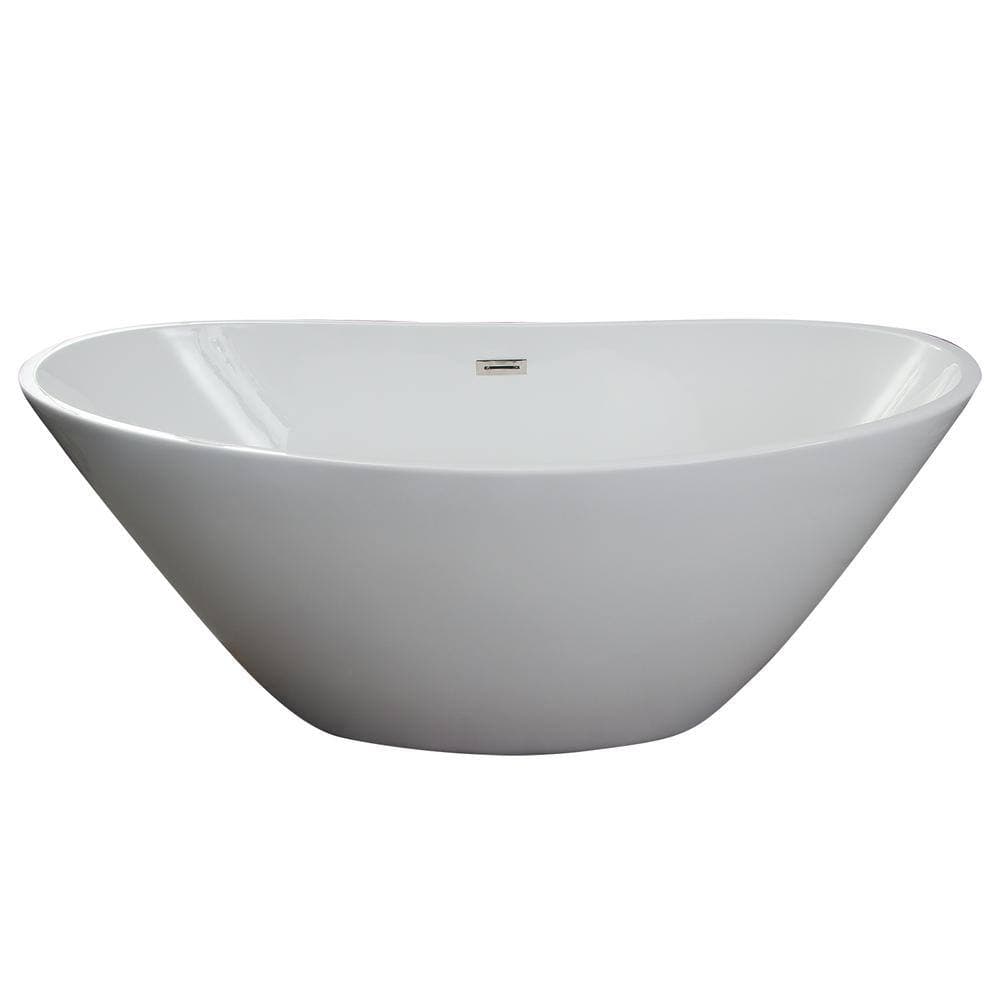 Barclay Products Nickelby Acrylic Double Slipper Flatbottom Non-Whirlpool Bathtub White with Integral Drain (2)