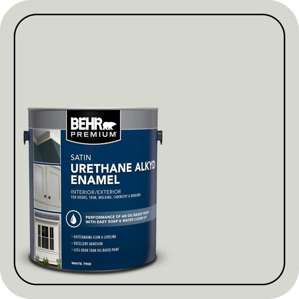 BEHR PREMIUM 1 gal. #N380-1 Mortar Urethane Alkyd Satin Enamel Interior/Exterior Paint