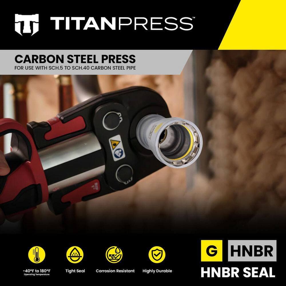 T TITANPRESS 1-1/2 in. x 1-1/4 in. Carbon Steel Press Reducing Coupling HNBR Gas (3)