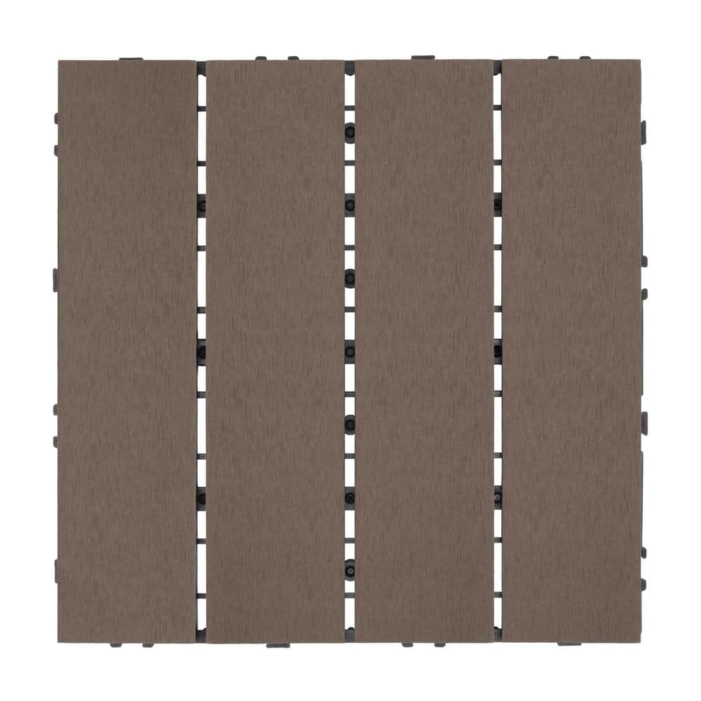 CREATIVE SURFACES 1 ft. x 1 ft. Brushed Composite Deck Tile in Spruce (12 Per Case) (1)