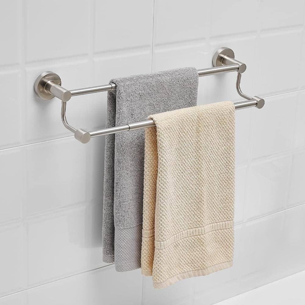 Unbranded Adjustable 16 to 26 in. Wall Mount Double Towel Bar Hotel Style SUS304 Stainless Steel Brushed Nickel (3)