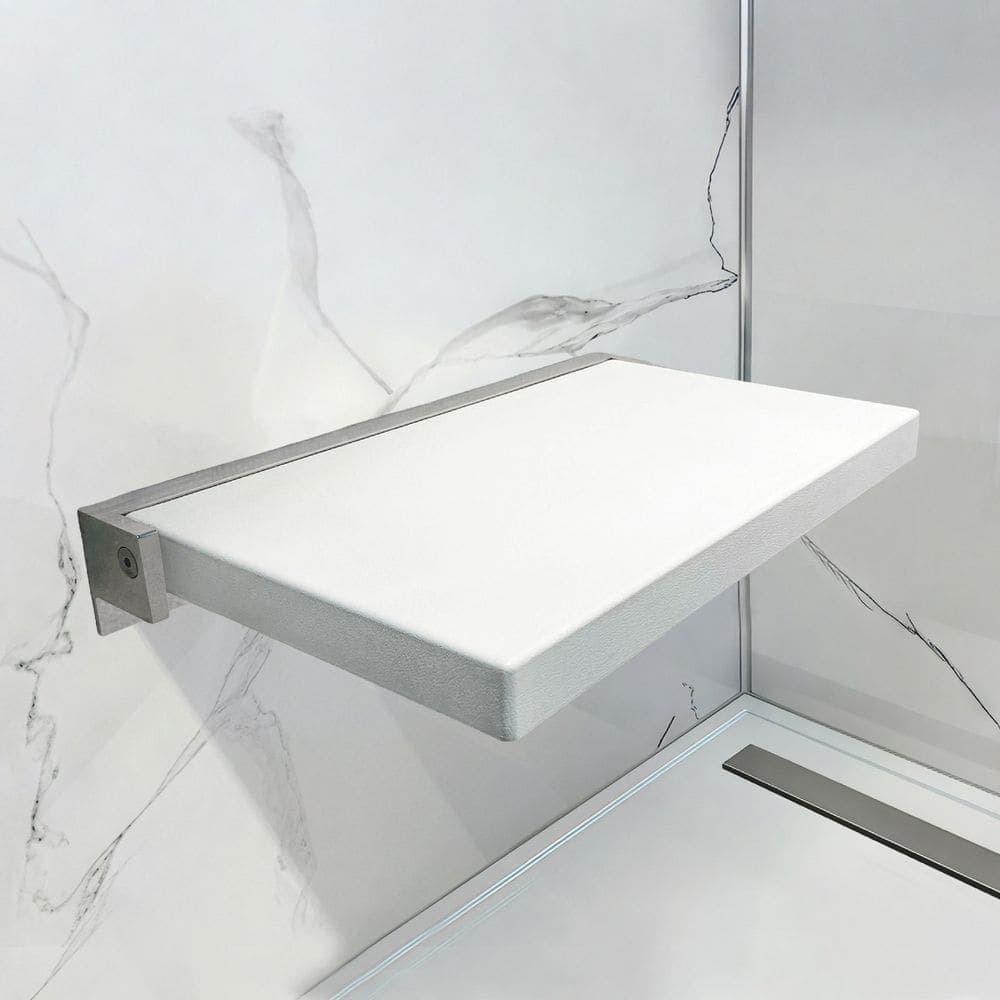 Transolid Preston 20 in. W x 14 in. D Vinyl Flip-Up Shower Seat in White and Brushed Stainless (1)
