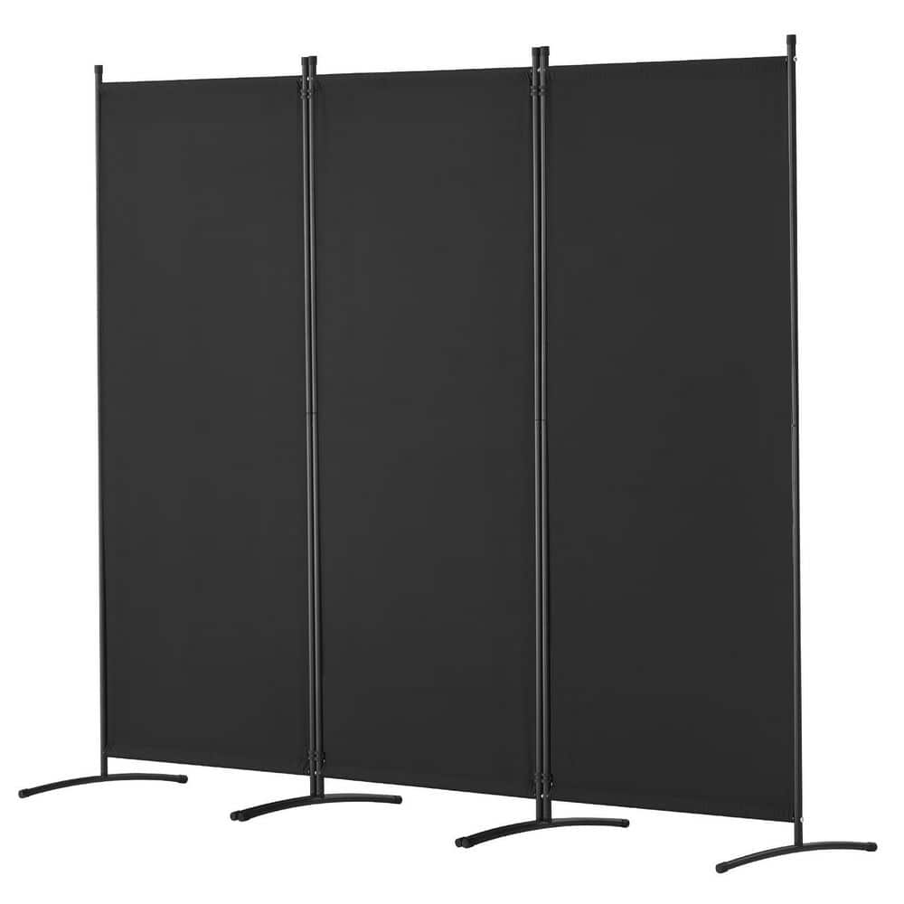 SVOPES 3-Panel Room Divider, Folding Screen Partition, Fabric Freestanding Room Dividers Black Polywire Privacy (1)