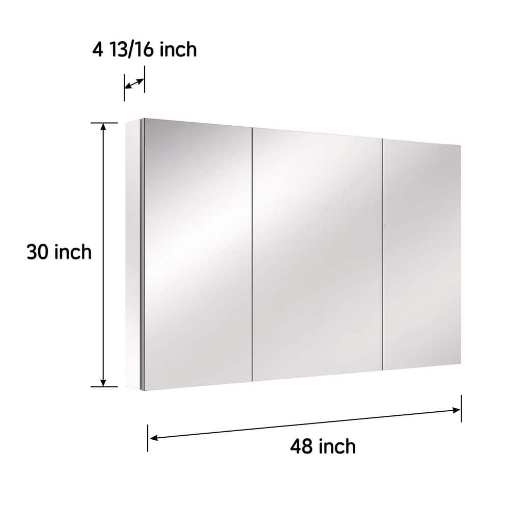 BWE 48 in. W x 30 in. H Rectangular Frameless Aluminum Medicine Cabinet with Mirror and Soft-Close Hinges (2)