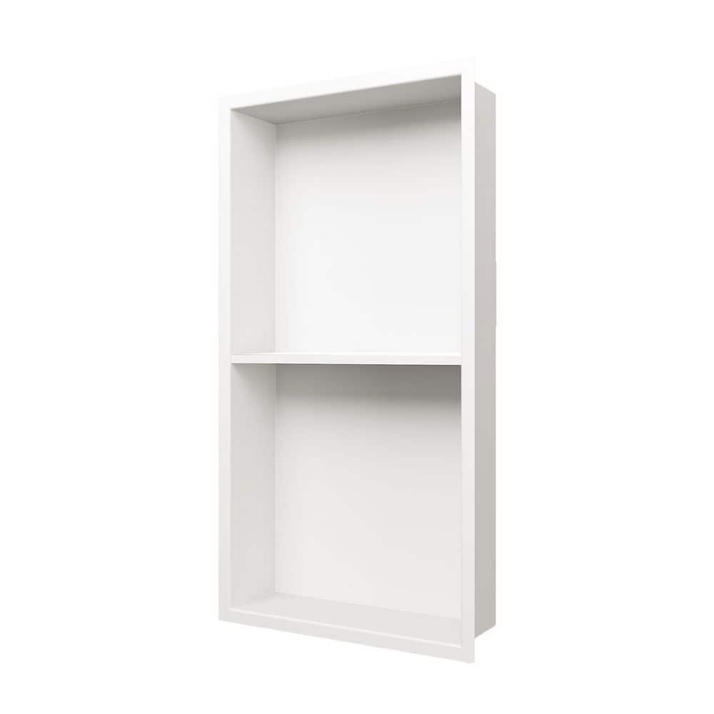 QuivaraView 13 in. W x 25 in. H x 4 in. D Single Stainless Steel Recessed Shower Niche in White (1)