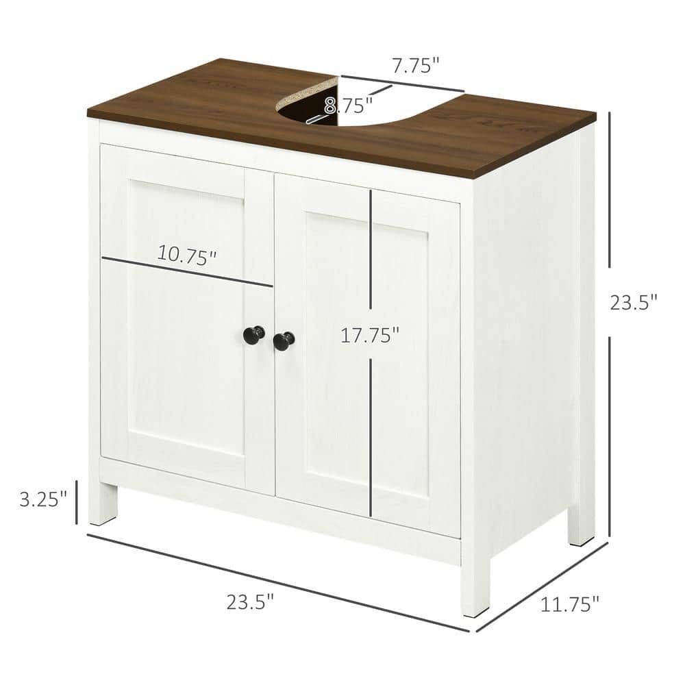 Tileon 23.5 in. W x 11.75 in. D x 23.5 in. H Bath Vanity Cabinet without Top in White, Storage Cupboard with Adjustable Shelf (3)