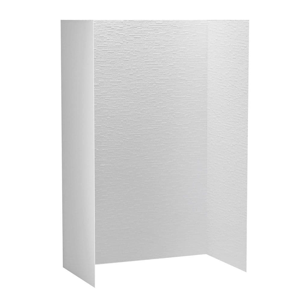 AZUPIN 32 in. L x 60 in. W x 96 in. H Solid Surface 3-Piece Glue Up Alcove Shower Wall Surround in Rock Pattern (2)