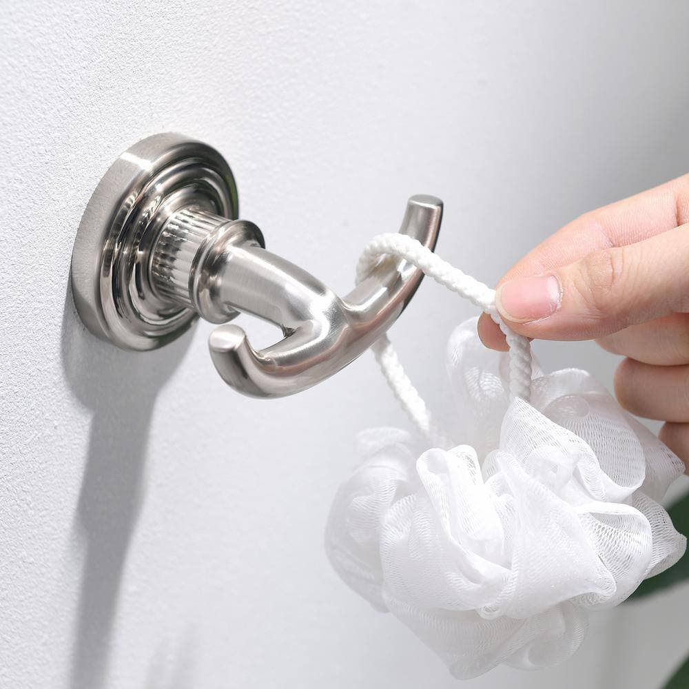 Boyel Living 5-Piece Bath Hardware Set with Towel Bar, Towel Robe Hook, Toilet Roll Paper Holder, Hand Tower Holder in Brushed Nickel (3)