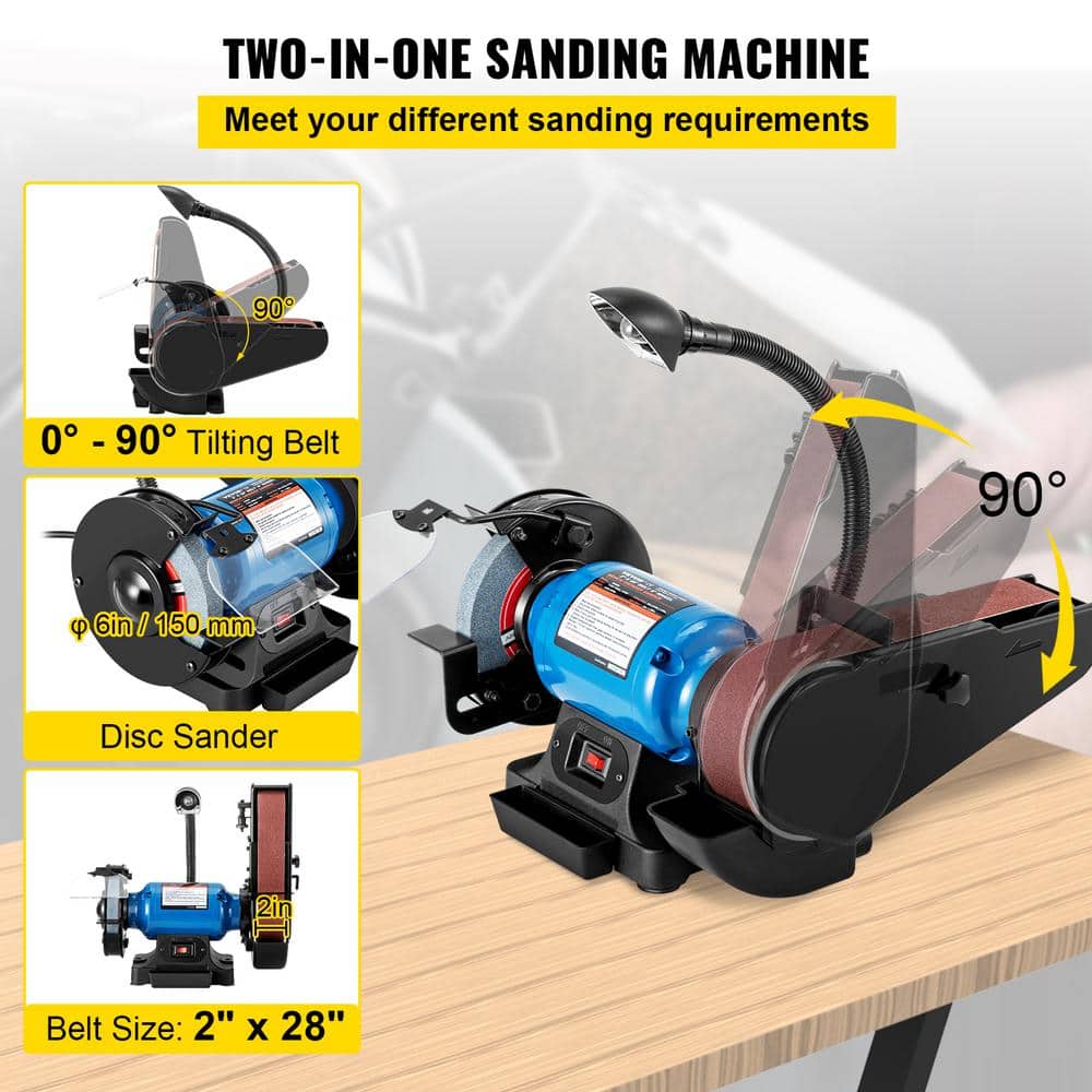 VEVOR 2 in. Belt Sander and 6 in. Disc Sander With Sturdy Base and LED Working Lamp (3)