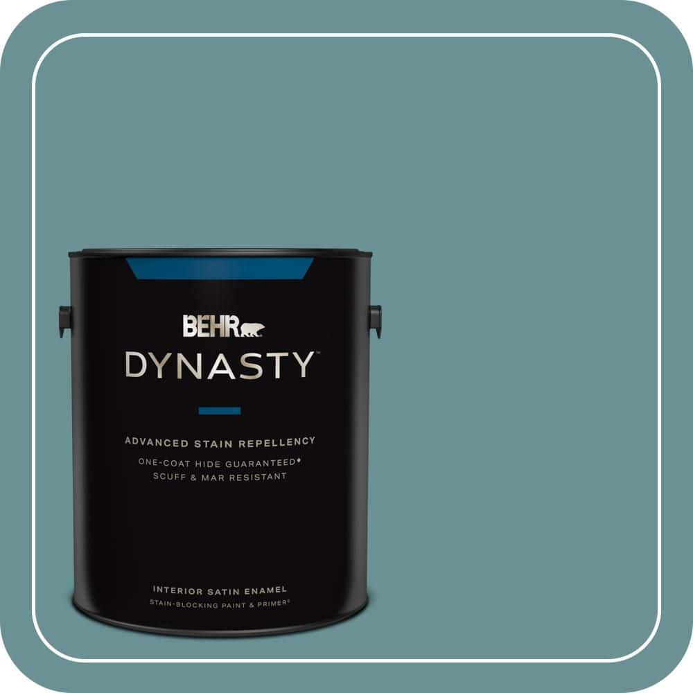BEHR DYNASTY 1 gal. #T15-16 Blue Clay Satin Enamel Interior Stain-Blocking Paint & Primer