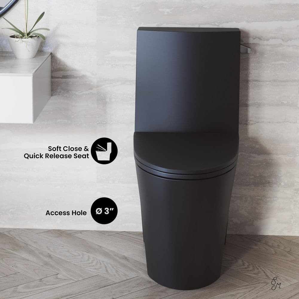 Swiss Madison St. Tropez One-Piece 12" Rough-in 1.28 GPF Right-Hand Vortex Flush Elongated Toilet in Matte Black (3)