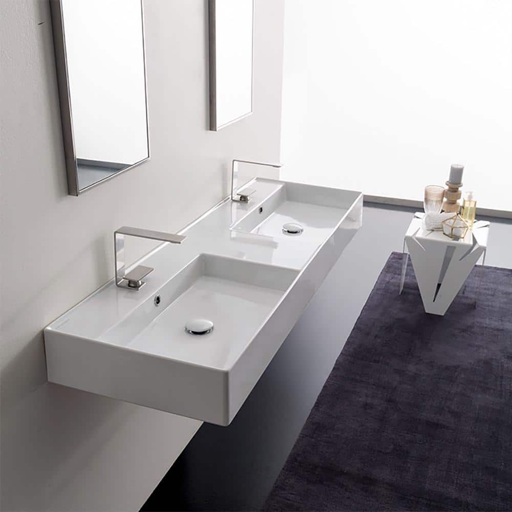 Nameeks Teorema 2 Wall Mounted Sink in White (2)