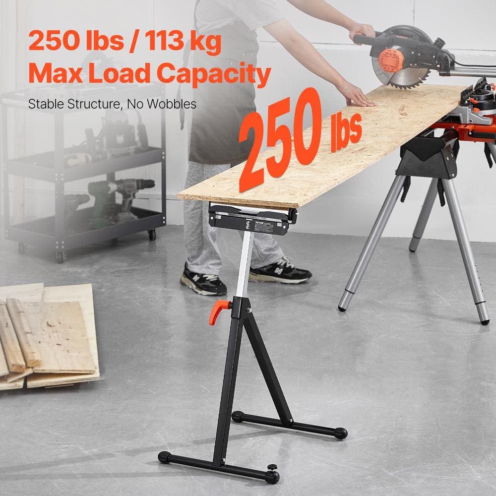 VEVOR 2-Pack Roller Stands 250 lbs. Load Capacity 44.21 in. x 16.93 in. Adjustable Height Folding Rolling Roller Stands (2)