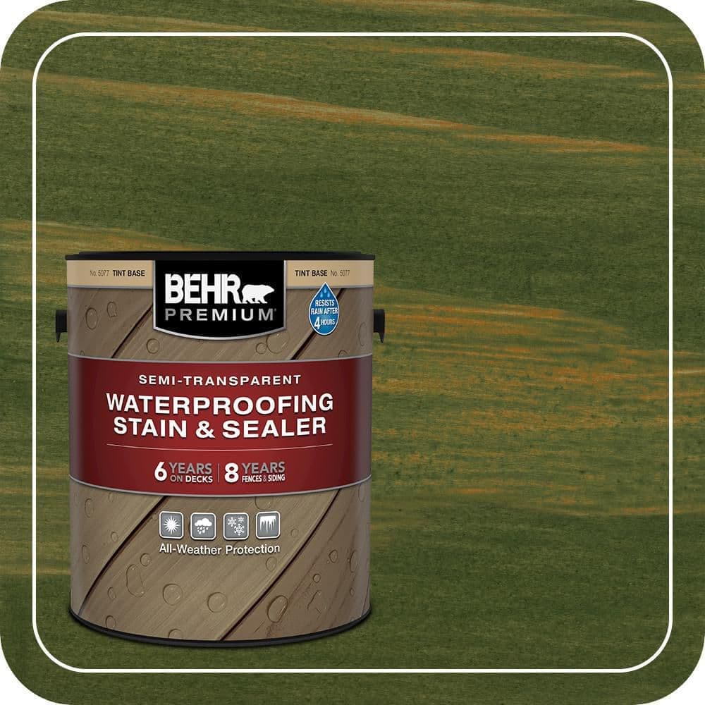 BEHR PREMIUM 1 gal. #ST-120 Ponderosa Green Semi-Transparent Waterproofing Exterior Wood Stain and Sealer (1)