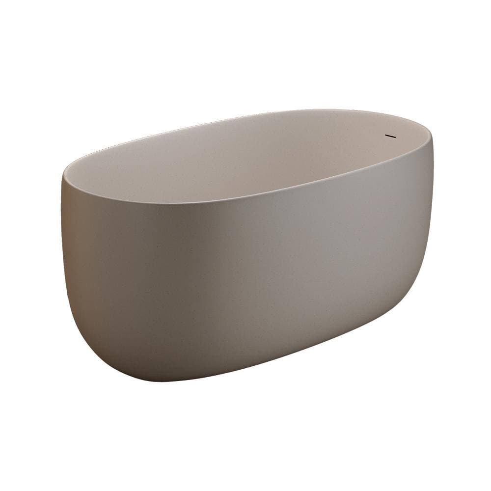 INSEEDE Vela 51 in. Solid Surface Resin Stone Freestanding Soaking Bathtub in Beige Modern Tubs with Overflow and Pop-up Drain (2)