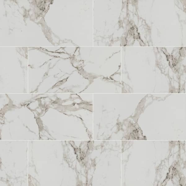 MSI Crystal Bianco 12 in. x 24 in. Polished Porcelain Stone Look Floor and Wall Tile (16 sq. ft. /Case)