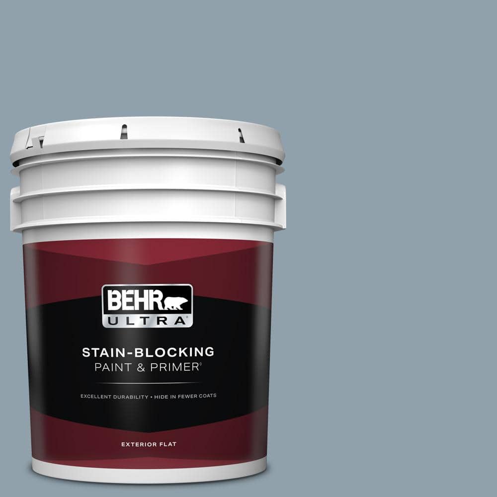 BEHR ULTRA 5 Gal. #N480-4A Dusty Denim Flat Exterior Paint and Primer