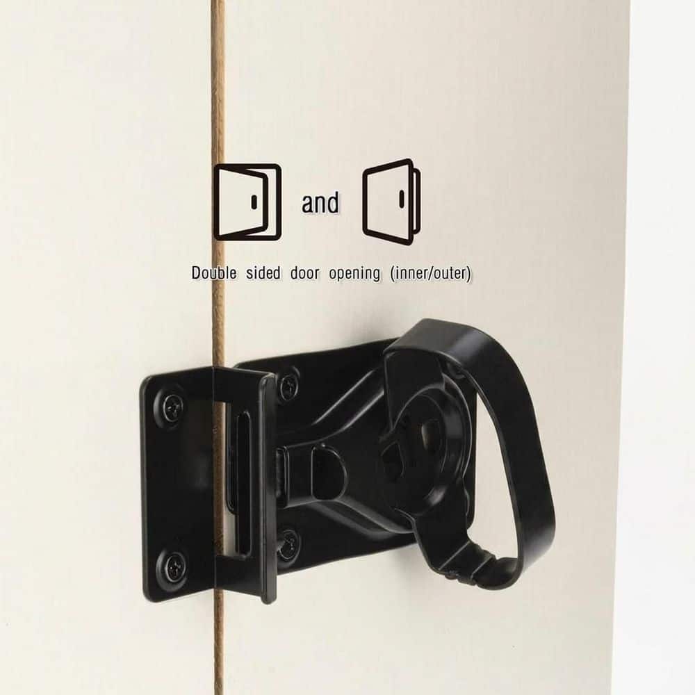 Unbranded Heavy Duty Automatic Locking Gate Latch Black Finish Sturdy Metal Hardware for Shed Barn Garage Wood Fence Door (2)