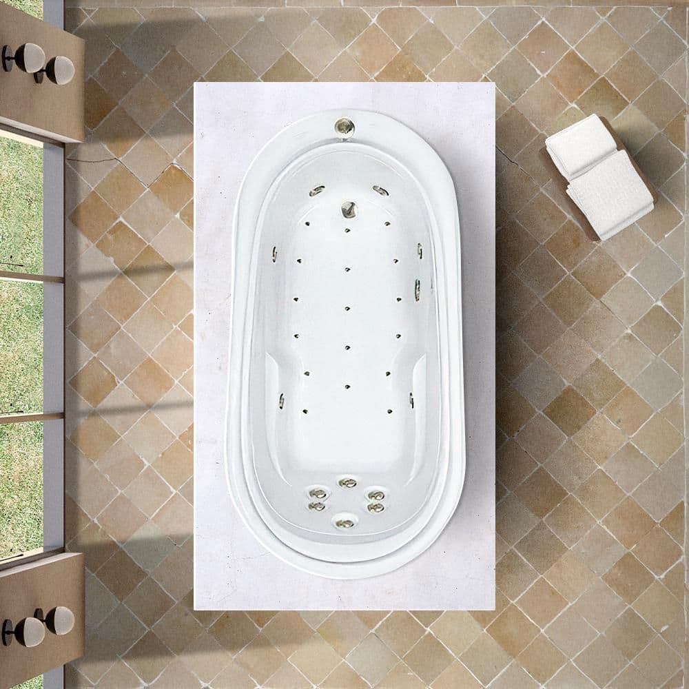Comfortflo Premier 72 in. x 37 in. Acrylic Oval Drop-in Whirlpool and Air Bathtub with Reversible Drain in White (3)