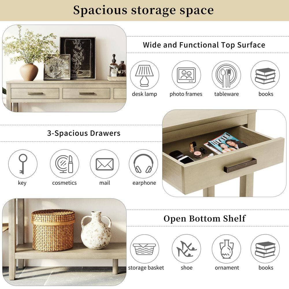 Lycvki 59.10 in. W x 31.10 in. H x 13.80 in. D MDF Rectangular Shelf in Gray (3)