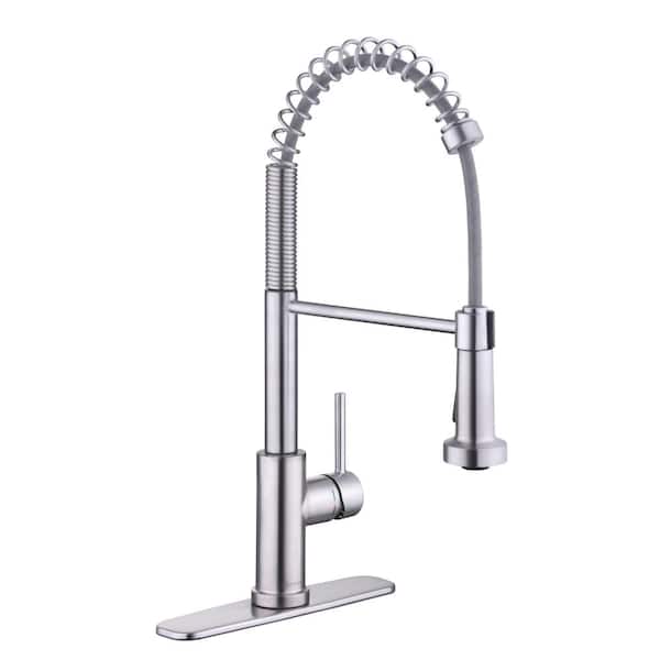 Glacier Bay Paulina Single-Handle Spring Neck Pull Down Sprayer Kitchen Faucet in Stainless Steel (2)