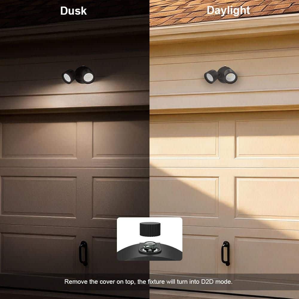 Commercial Electric Dusk to Dawn Sensor Bronze Exterior Outdoor Twin Head Integrated LED Security Flood Light 24-Watt 1200 to 2400 Lumen (4)