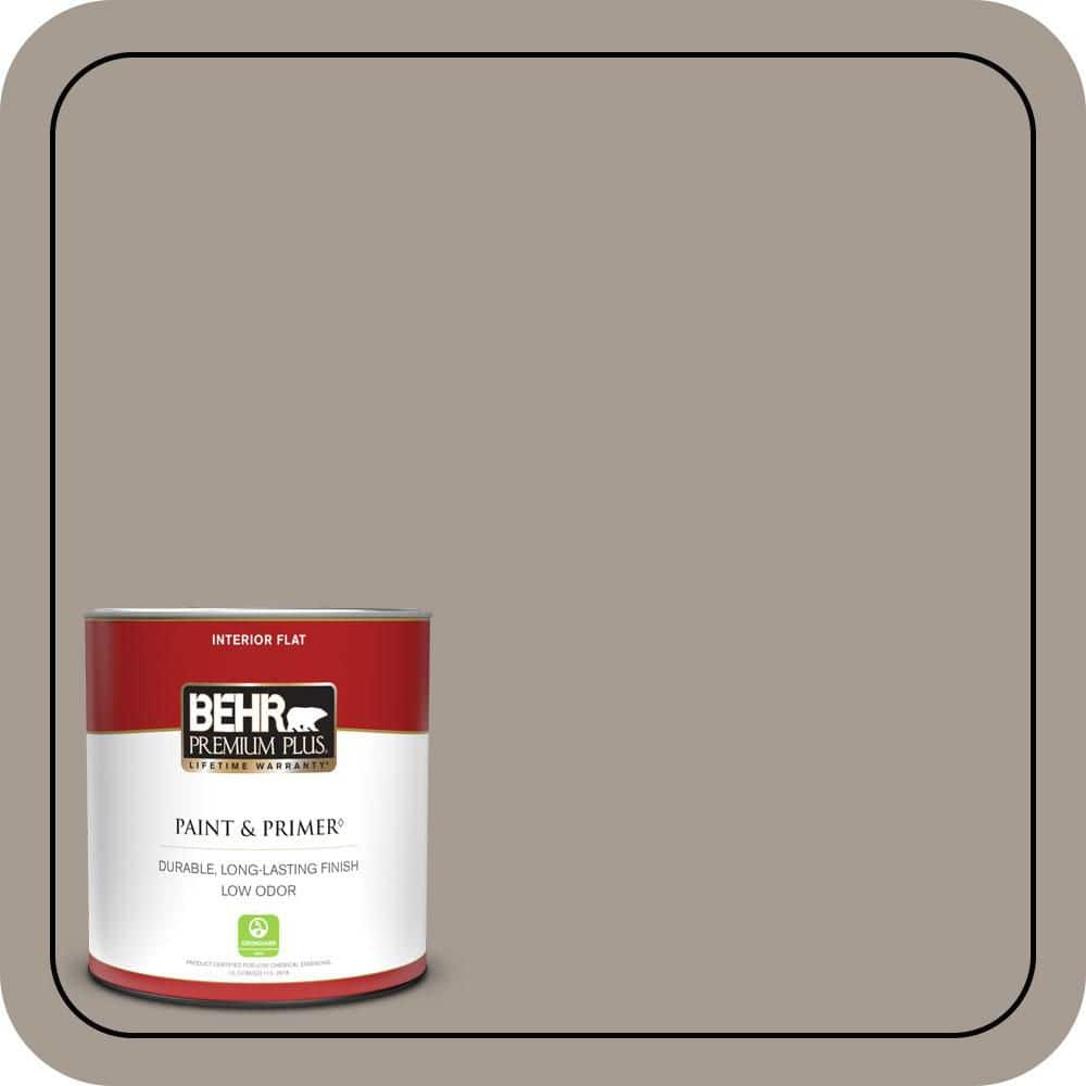 BEHR PREMIUM PLUS 1 qt. #N200-4 Rustic Taupe Flat Low Odor Interior Paint & Primer