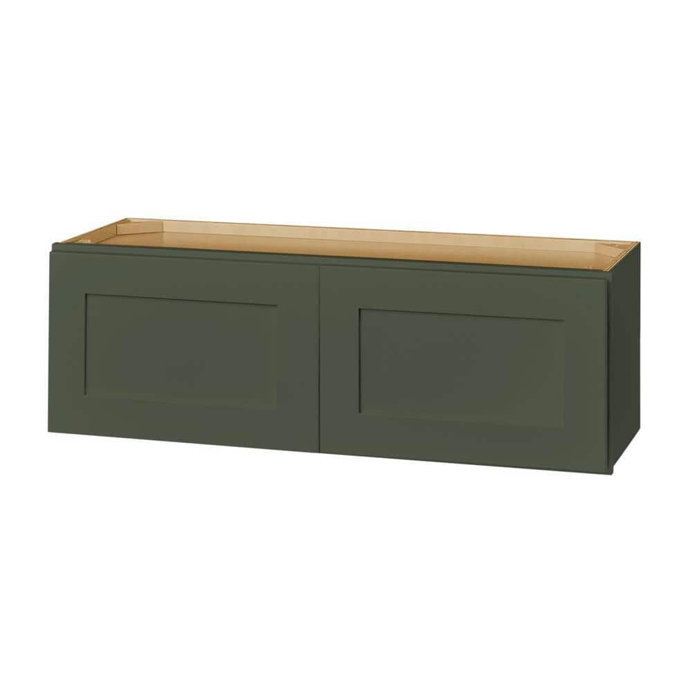 Hampton Bay Avondale 36 in. W x 12 in. D x 12 in. H Ready to Assemble Plywood Shaker Wall Bridge Kitchen Cabinet in Fern Green