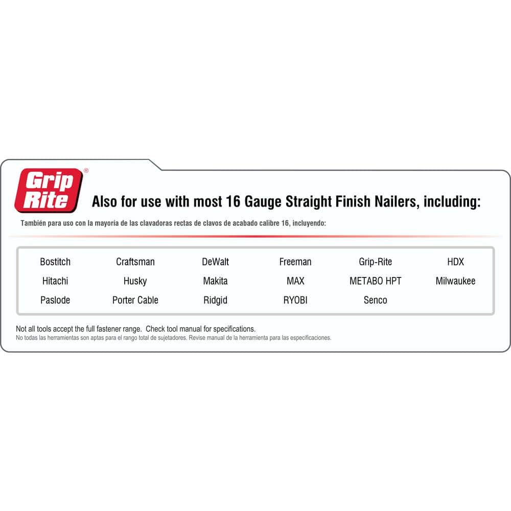 Grip-Rite 2 in. x 16-Gauge 304 Stainless Steel Finish Nails 2500 per Box (3)