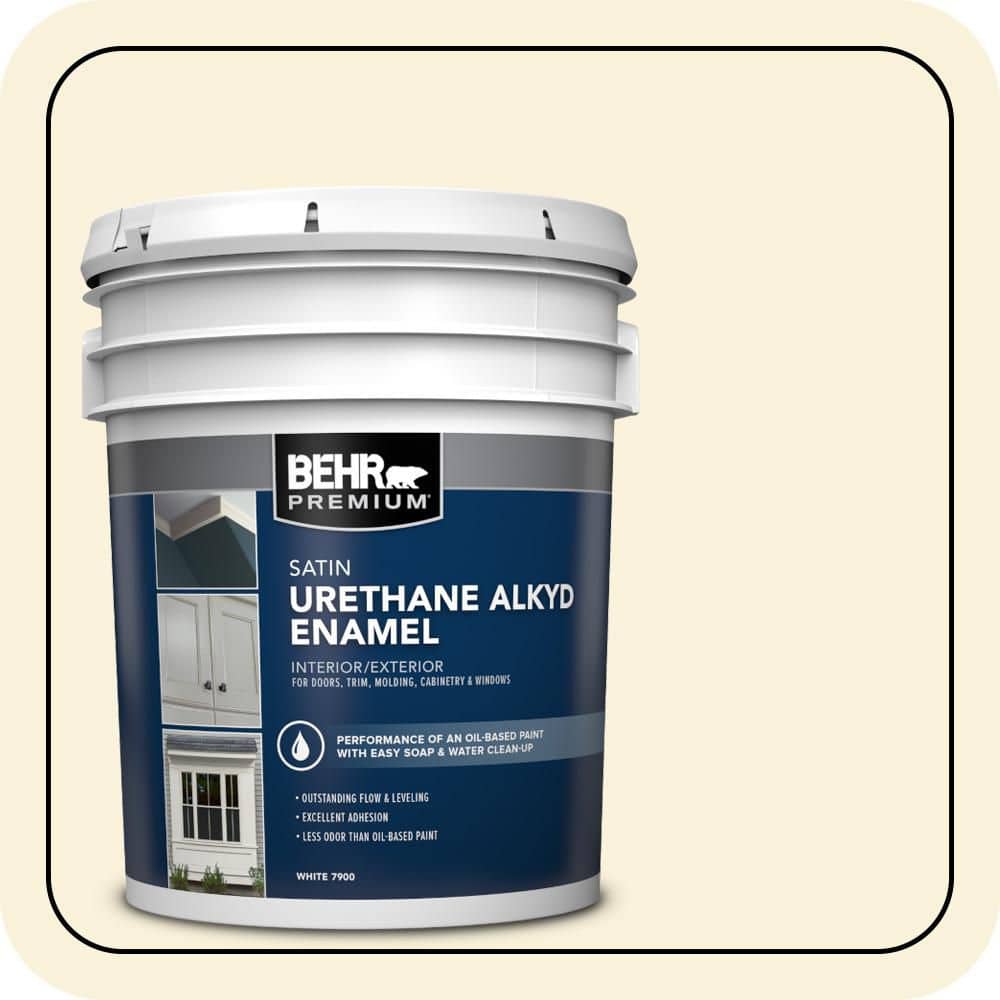 BEHR PREMIUM 5 gal. #W-B-310 Glow Urethane Alkyd Satin Enamel Interior/Exterior Paint