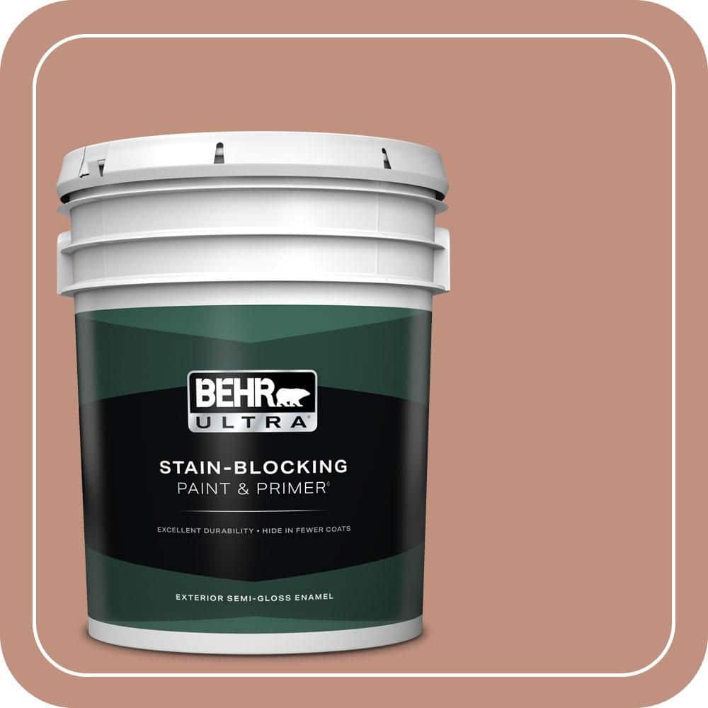 BEHR ULTRA 5 gal. #MQ1-51 Mesa Peach Semi-Gloss Enamel Exterior Paint & Primer