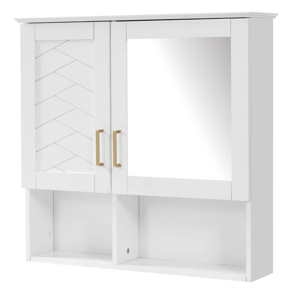 Unbranded 2-in-1 Bathroom Mirror Cabinet, 30" Wall Mounted Medicine Cabinet with Adjustable Shelves & Soft Close Doors