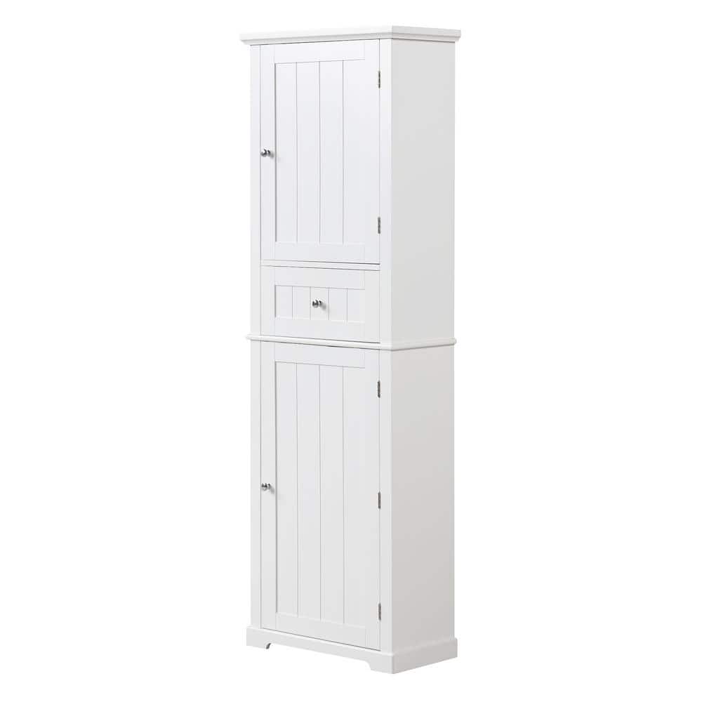 Unbranded 22 in. W x 11 in. D x 67.7 in. H White Linen Cabinet with Drawer and Adjustable Shelf