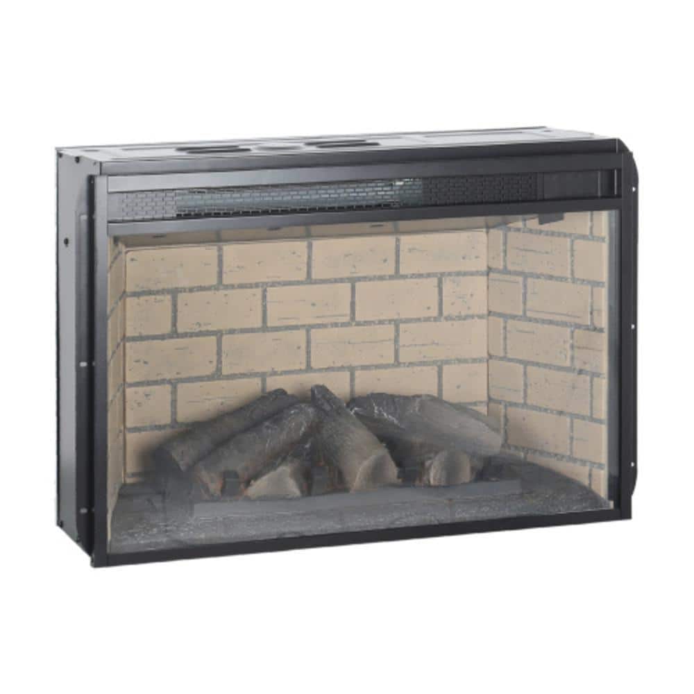 Unbranded 1500-Watt 26 in. infrared quartz heater Furnace fireplace insert wood log version with brick (1)