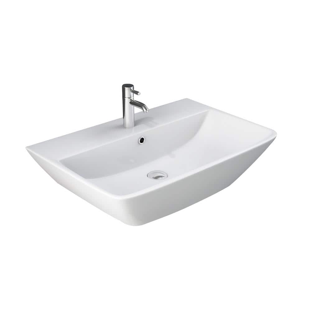 Barclay Products Summit 600 Wall-Mount Sink in White with 4 in. Centerset Faucet Holes (1)