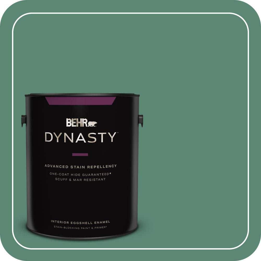BEHR DYNASTY 1 gal. #MQ6-43 Dark Jade One-Coat Hide Eggshell Enamel Interior Stain-Blocking Paint & Primer
