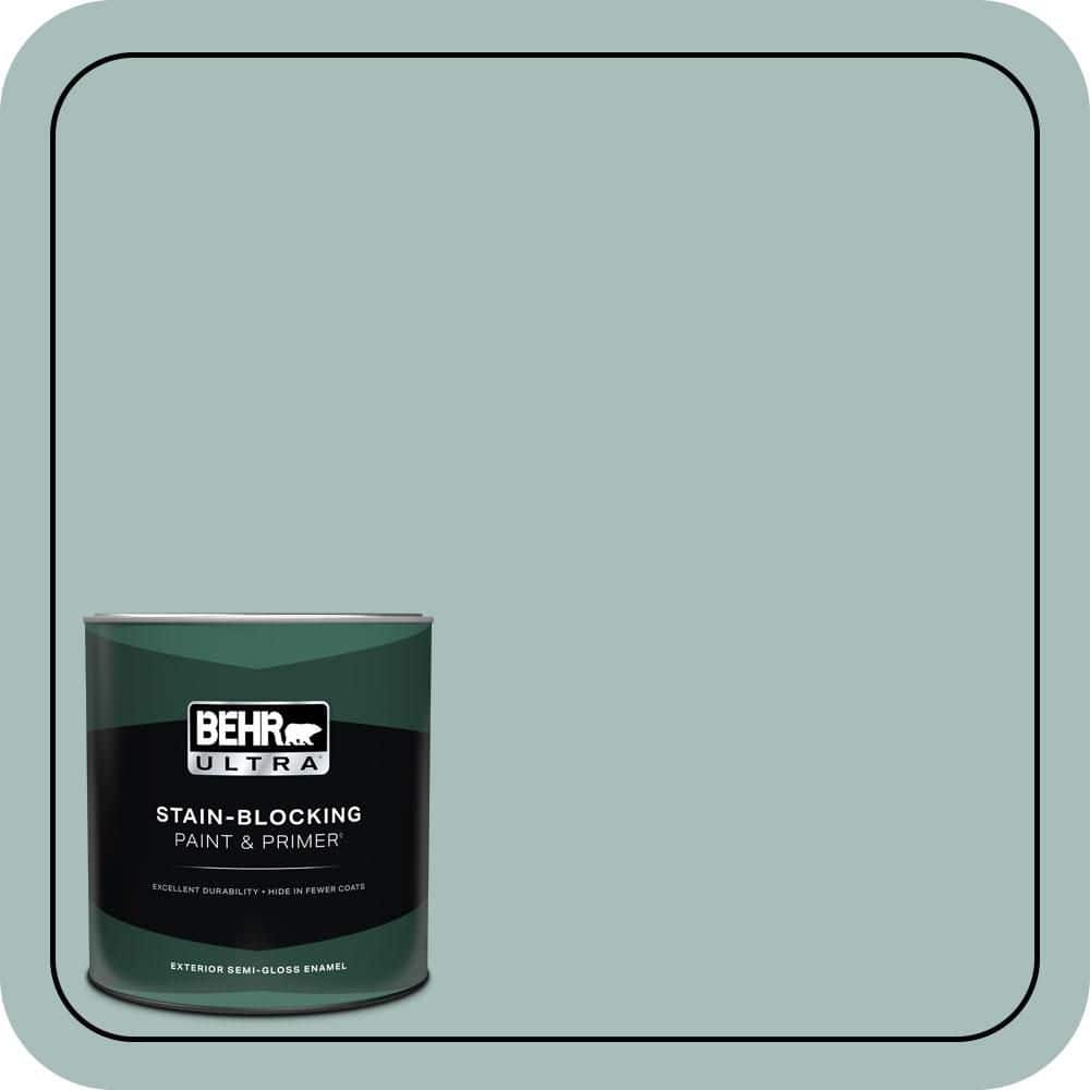 BEHR ULTRA 1 qt. #QE-43 Water Surface Semi-Gloss Enamel Exterior Paint & Primer