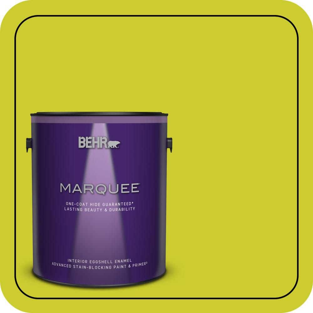 BEHR MARQUEE 1 gal. #S-G-400 Lime Pop Eggshell Enamel Interior Paint & Primer