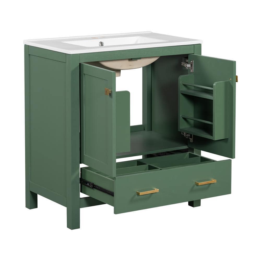COWLOWN 30 in. D x 18 in. W x 34 in. H Bathroom Green Linen Cabinet (1)