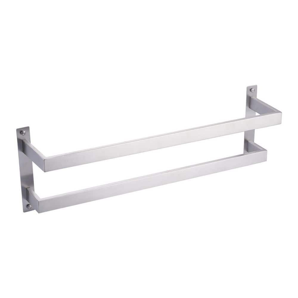 VEVETTA 24 in. Wall Mounted Double Towel Bar Bath Hardware Accessory in Brushed Nickel (1)