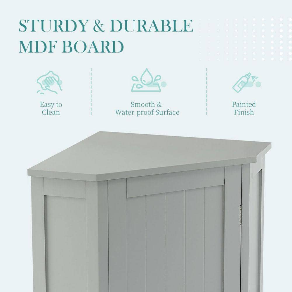 Miscool Anky 17.5 in. W 17.5 in. D 31.4 in. H MDF Freestanding Bathroom Triangle Corner Storage Linen Cabinet (4)