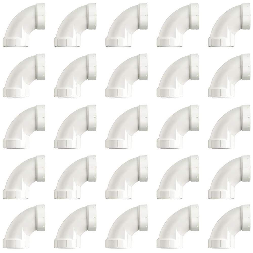 PLUMBFLEX 3 in. White PVC DWV 1/4 Bend 90° Elbow, Hub x Hub Drain, Waste and Vent Plumbing Fitting, (25 Pack) (1)