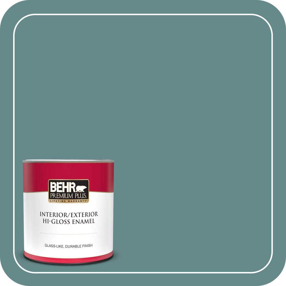 BEHR PREMIUM PLUS 1 qt. #S440-5 Tasmanian Sea Hi-Gloss Enamel Interior/Exterior Paint & Primer (1)