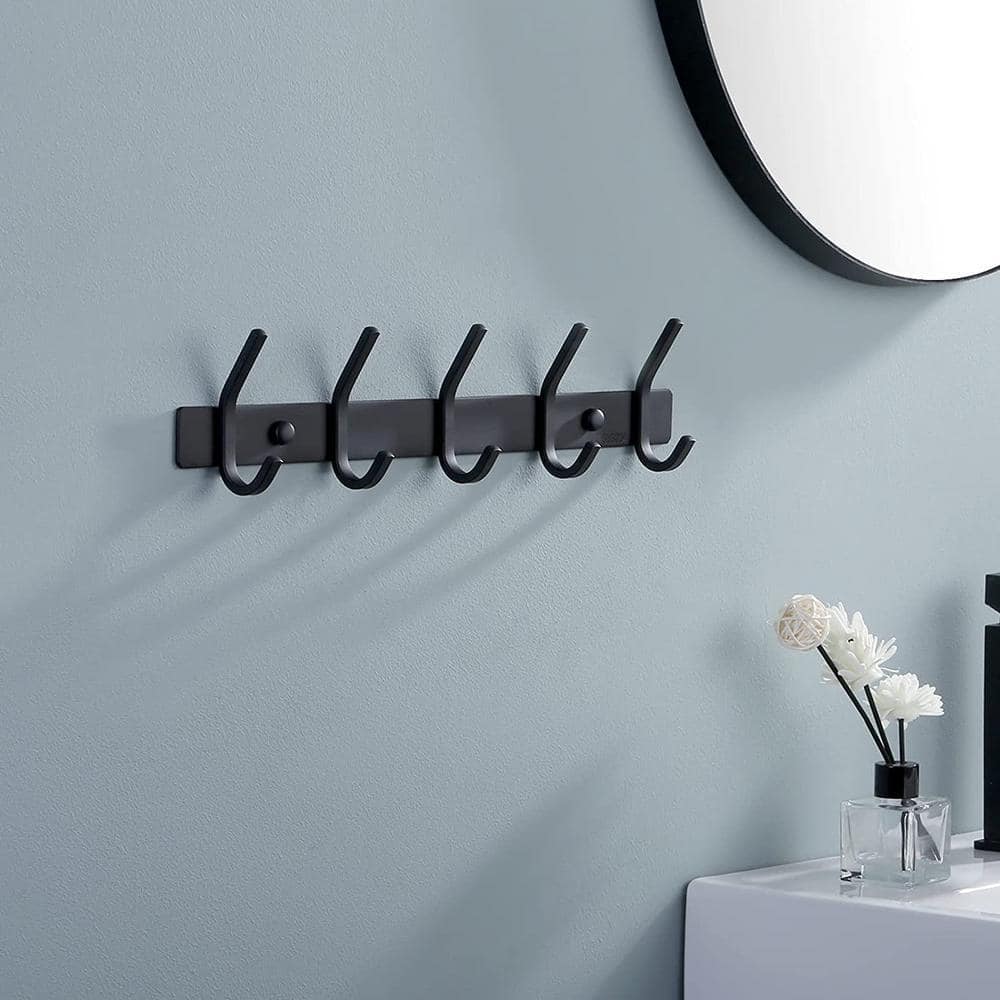 ACEHOOM Wall Mount Robe Hook and Towel Hook in Matte Black (2)