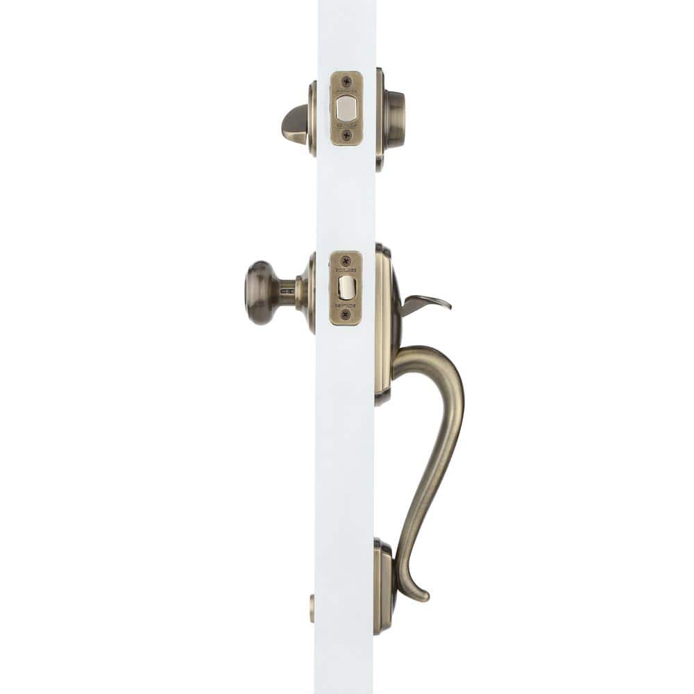 Schlage Camelot Antique Brass Single Cylinder Door Handleset with Georgian Knob (3)