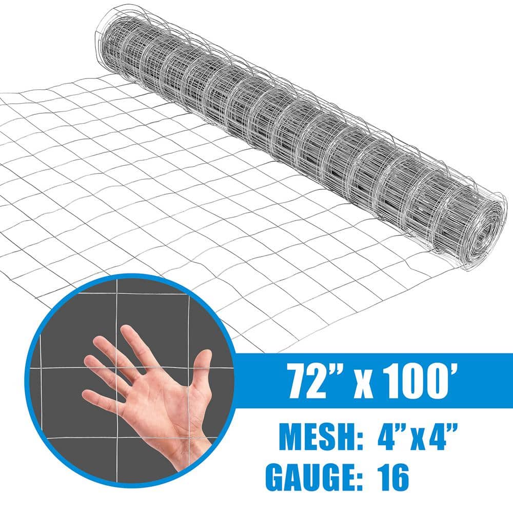 Fencer Wire 6 ft. x 100 ft. 16-Gauge Galvanized Welded Wire Fence, 4 in. x 4 in. Big Opening for Vegetables, Garden Fruits & Animals (2)