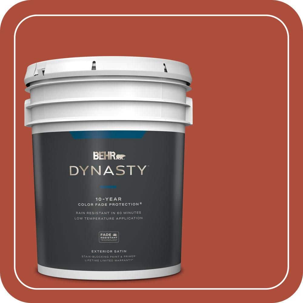 BEHR DYNASTY 5 gal. #MQ4-35 Torch Red Satin Enamel Exterior Stain-Blocking Paint & Primer