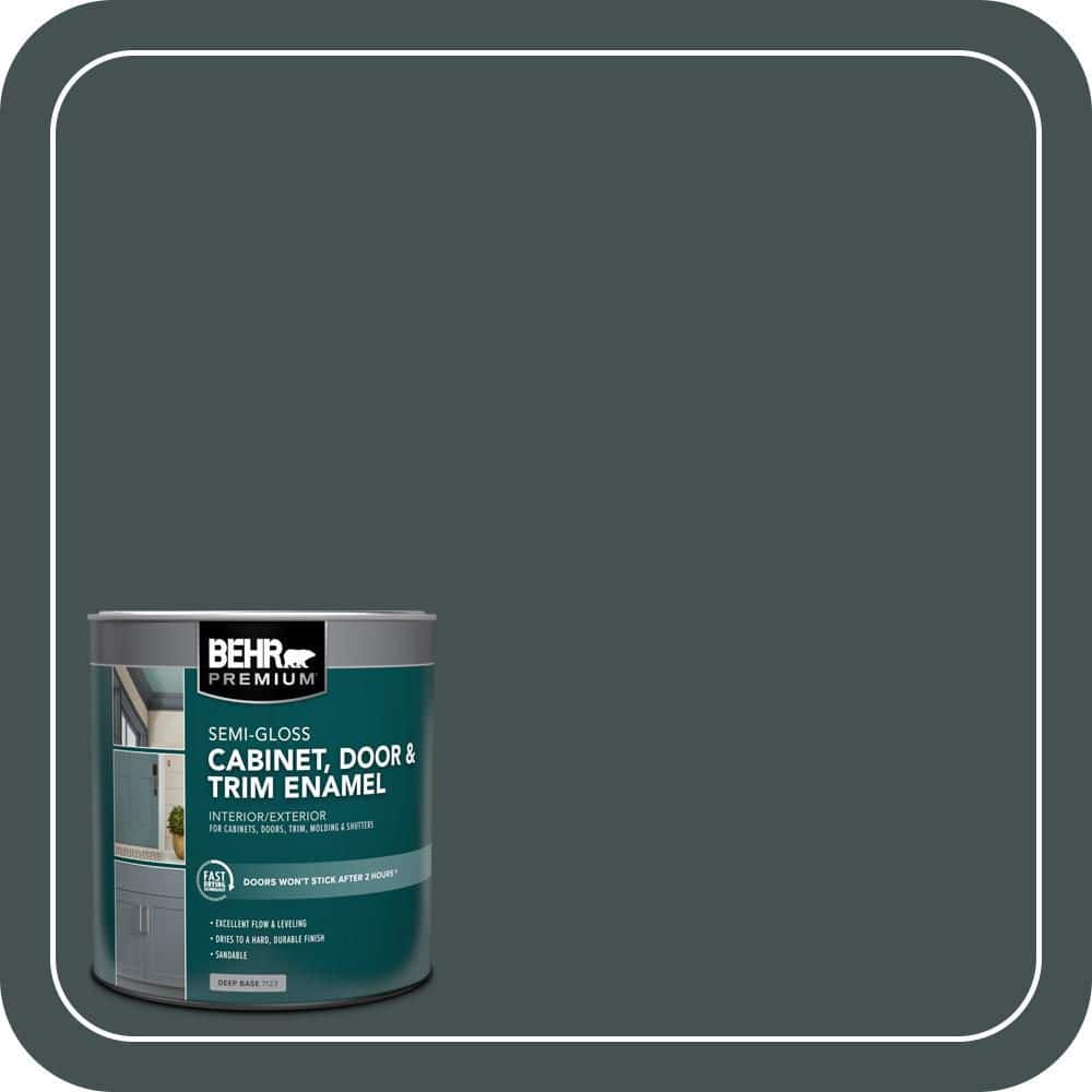 BEHR PREMIUM 1 qt. #MQ6-44 Black Evergreen Semi-Gloss Enamel Interior/Exterior Cabinet, Door & Trim Paint